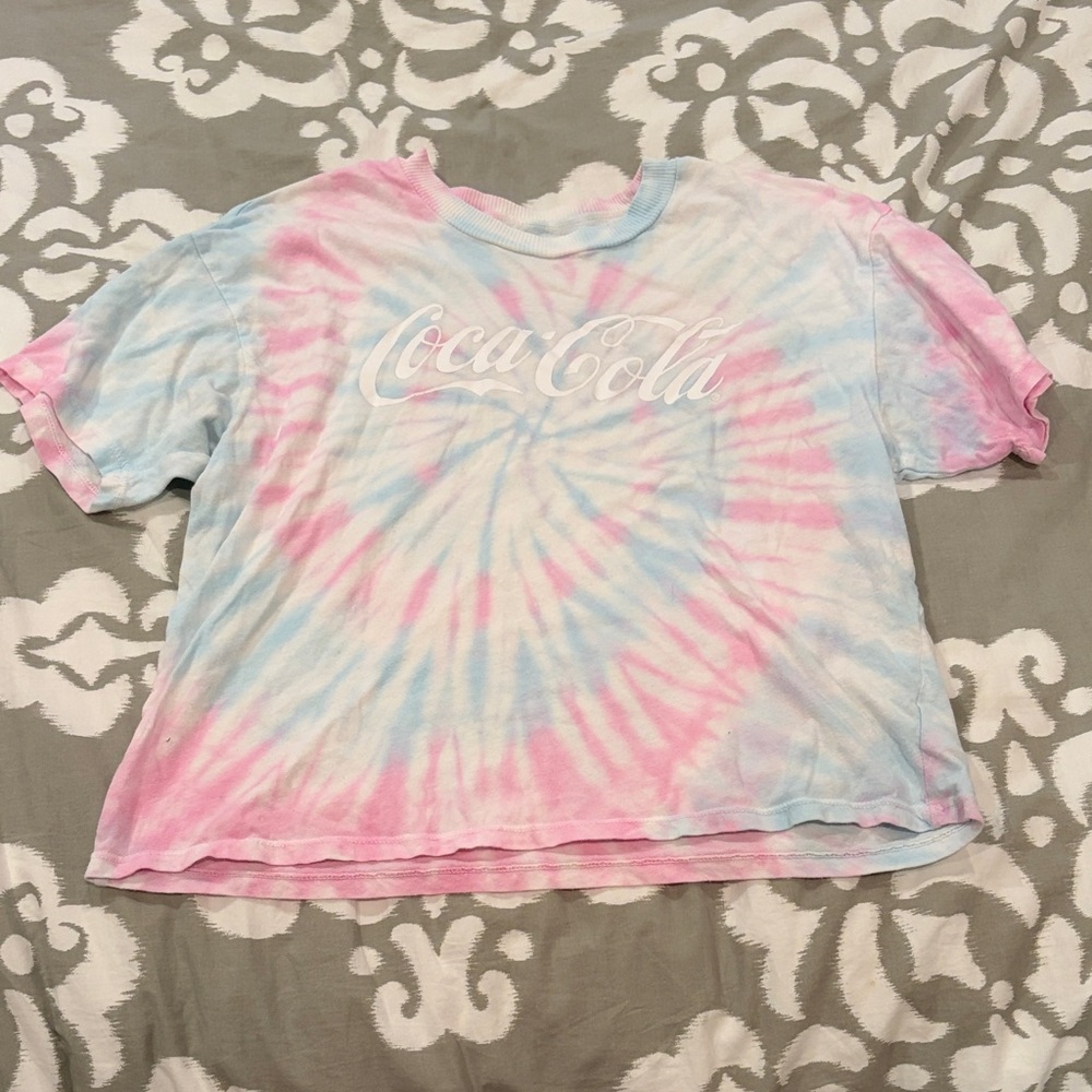 Coca Cola Spiral Tie-Dye Shirt - Pink and Light Blue